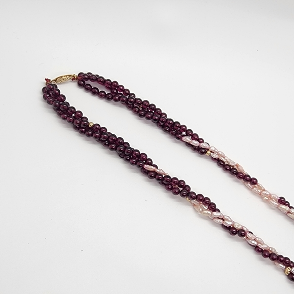 Twisted Rope Pearl 14kGold & Agate Necklace - Picture 9 of 16